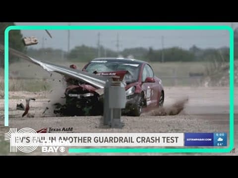 Electric vehicle breaks through 'robust' guardrail system in test