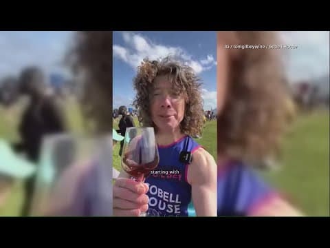 Man taste tests wine during marathon