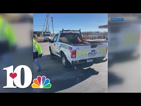 Road construction worker nearly hit by truck