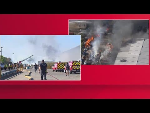 Waste Management recycling plant burning in Spring Branch
