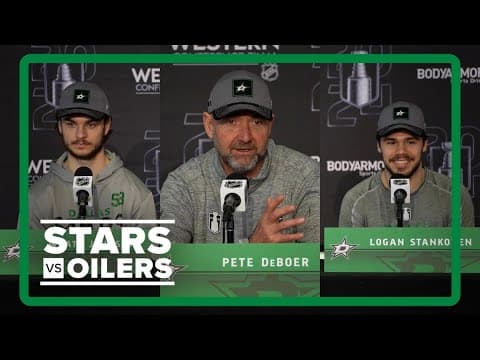 Stars-Oilers: Wyatt Johnston, Logan Stankoven and Pete DeBoer talk Western Conference Final's Game 3
