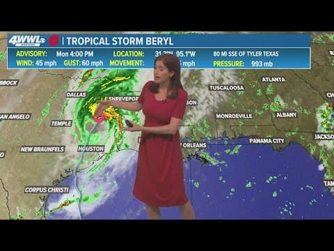 5 PM Tropical Update: Tropical Storm Beryl moving through east Texas