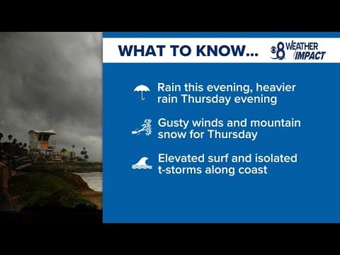 Rain, mountain snow expected in San Diego County through Friday morning