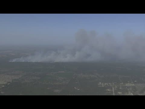 Air 11 video of wildfire burning in San Jacinto County