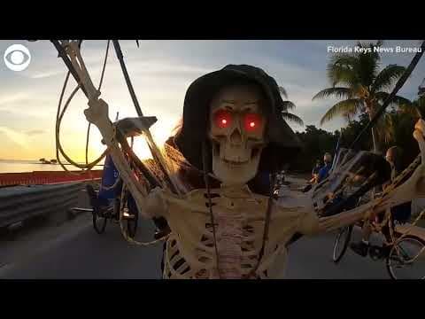 Thousands dressed as zombies ride bikes in Key West, FL