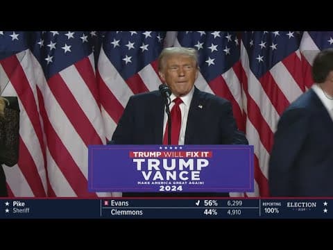 Donald Trump speaks to supporters at campaign headquarters in Florida