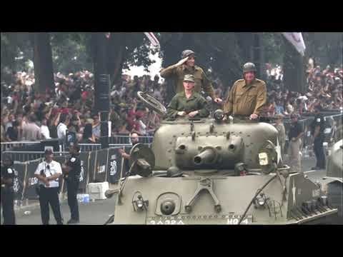 Sherman tanks and helicopters showcased in parade as the U.S. Army celebrates its 250th birthday
