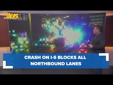 All lanes of NB I-5 blocked after collision near 85th Street in Seattle