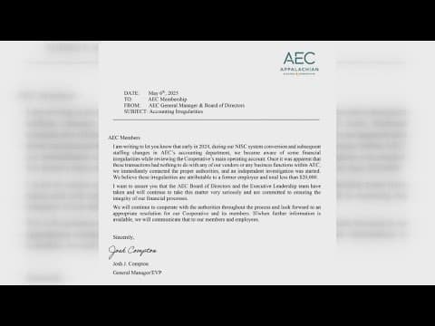 TBI investigating after Appalachian Electric Cooperative finds 'financial irregularities'