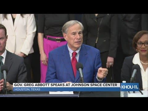 Gov. Greg Abbott discusses Texas Space Commission at Johnson Space Center in Houston