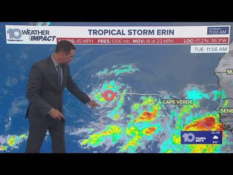 Tropical Storm Erin continues to strengthen towards becoming major hurricane