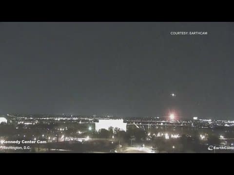 Video appears to show moment American Airlines plane collided with helicopter near Washington