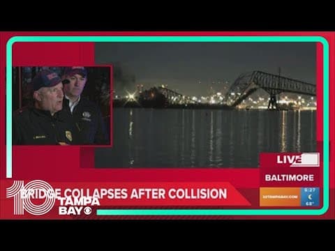 Bridge collapses in Baltimore, Maryland after collision with cargo ship