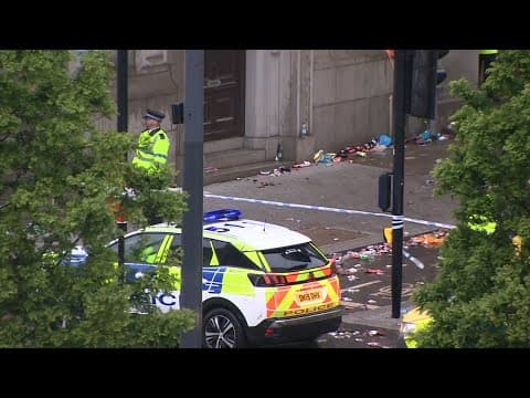 Raw video: Scene after driver reportedly ran into crowd celebrating Liverpool soccer team