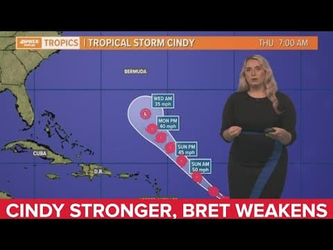 Saturday AM Tropical Update: Cindy stronger, Bret weakens