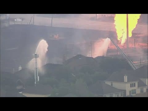 A Houston pipeline continued burning overnight, forcing evacuations