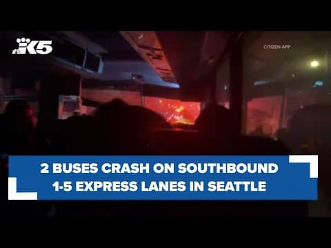 2 buses crash on southbound I-5 express lanes in Seattle