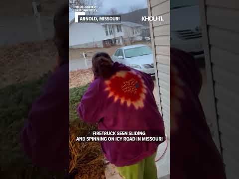 Firetruck slides down icy road in Missouri #shorts