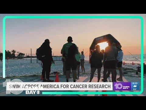 Mother celebrates being cancer free by swimming at Swim Across America event with son