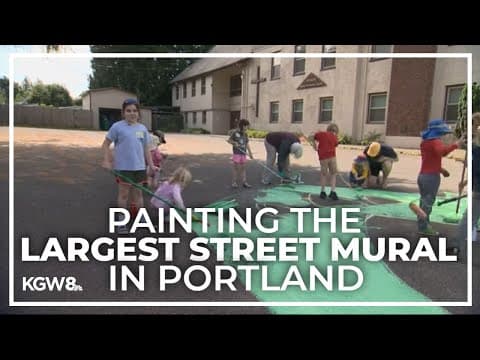 Largest street mural painted in Portland's St. Johns neighborhood