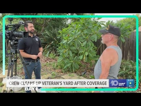Crews clear debris from veteran's backyard following 10 Tampa Bay coverage