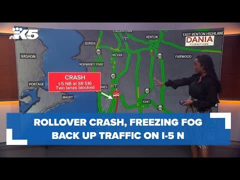Rollover crash backs up I-5 N traffic near Kent