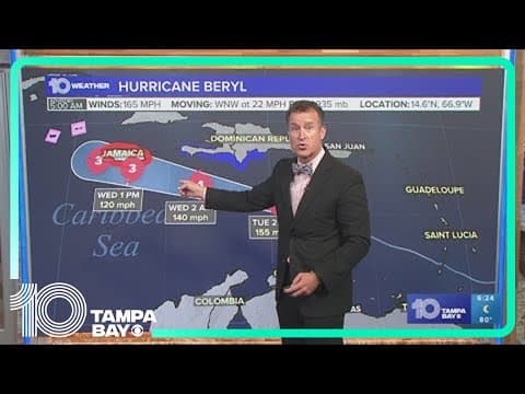 Tracking the Tropics: Hurricane Beryl moving toward Jamaica as a Category 5 storm