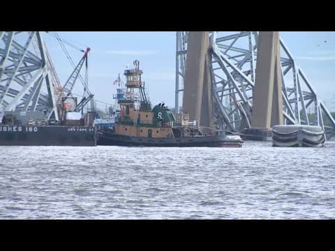 Crews continue to clean up collapsed Baltimore bridge