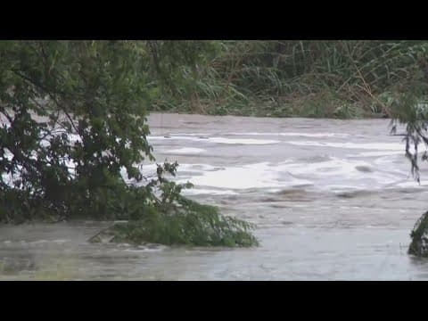 Harris County flood control official surveys Texas flood damage
