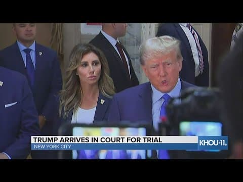 Former President Donald Trump speaks to reporters ahead of New York trial