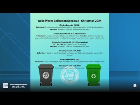 City of Houston adjusts trash, recycling schedule for holidays