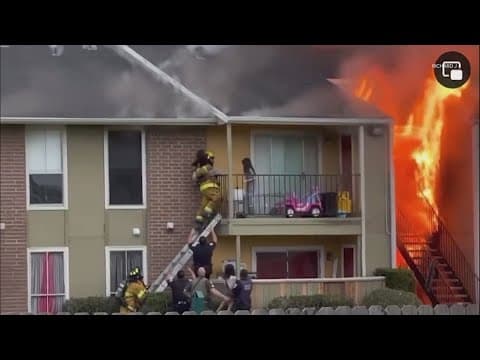 Caught on video | 3 children rescued from balcony during apartment fire in Texas City