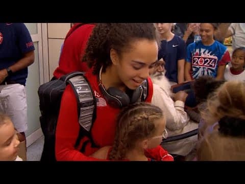 16-year-old Olympian Hezley Rivera returns to Texas after winning gold in Paris