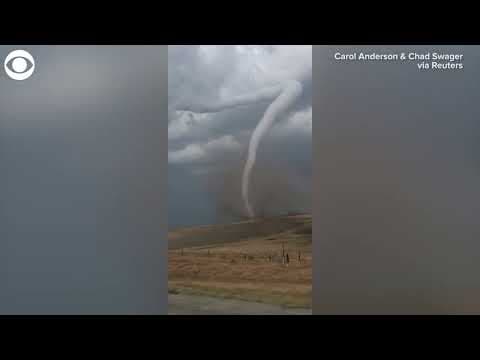 Tornado rips through field in Iowa