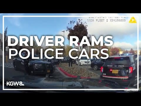 Video: Driver arrested after hitting police cars in Walmart parking lot