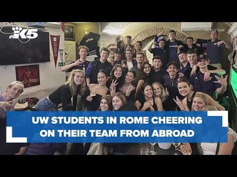 UW students in Rome cheering on their team from abroad