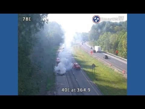Live || I-40 East backed up in Loudon and Roane counties after car fire, crash