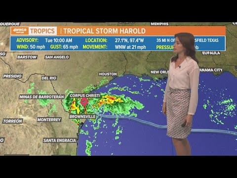 Tuesday noon tropical update: Harold moves inland over south Texas