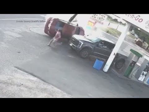 Man dodges car barreling toward him at Nebraska gas station