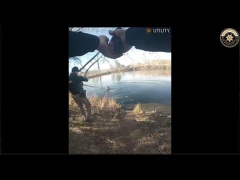 WATCH: Suspect in nearly 2 dozen burglaries flees into an icy pond