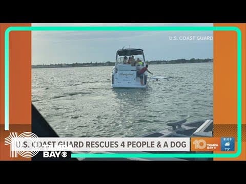 4 people and dog rescued after boat capsized