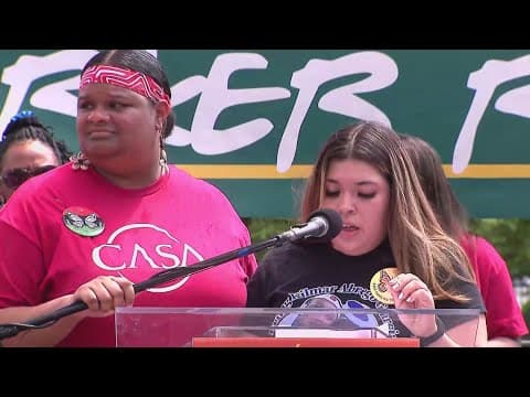 Wife of Kilmar Abrego Garcia speaks at May Day rally featuring prominent Democrats