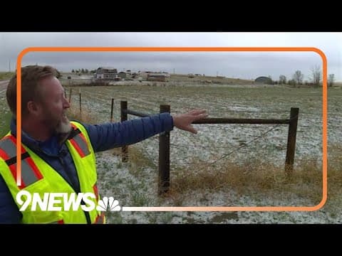 Small hail covers road, grass in Peyton