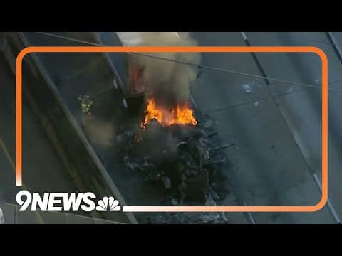 Amazon Truck Catches Fire on Highway