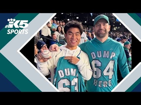 "Dump Here" fan gifts shirt to #63 homerun fan