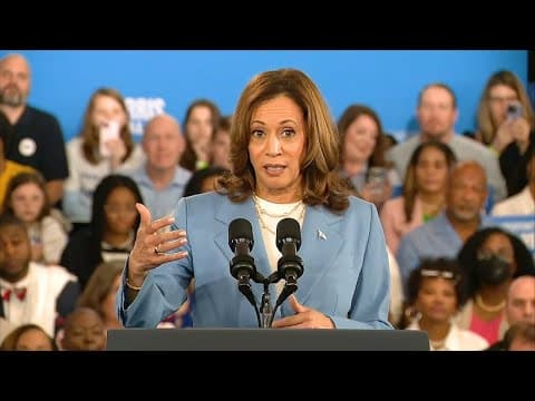 Kamala Harris speaks about bread and ground beef prices being up 50% at North Carolina rally