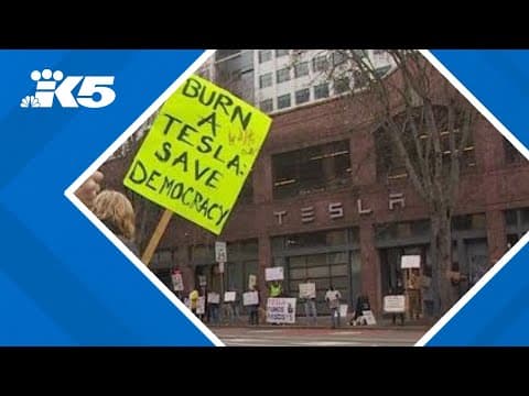 Seattle joins nationwide protests against Elon Musk, Tesla