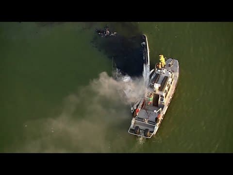 Raw video: Boat catches fire in Clear Lake