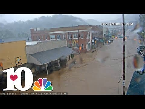Town of Boone floods in the Blue Ridge Mountains of Western North Carolina