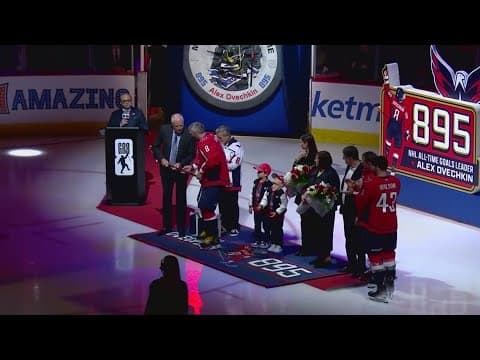 Ovechkin honored by Capitals with gold hockey stick